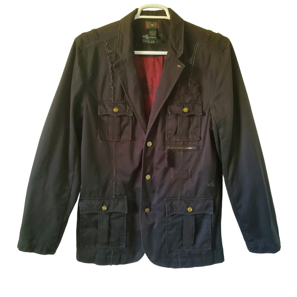 686 x Vestal Limited Edition Jacket Mens L Utility Field Coat Black Distressed